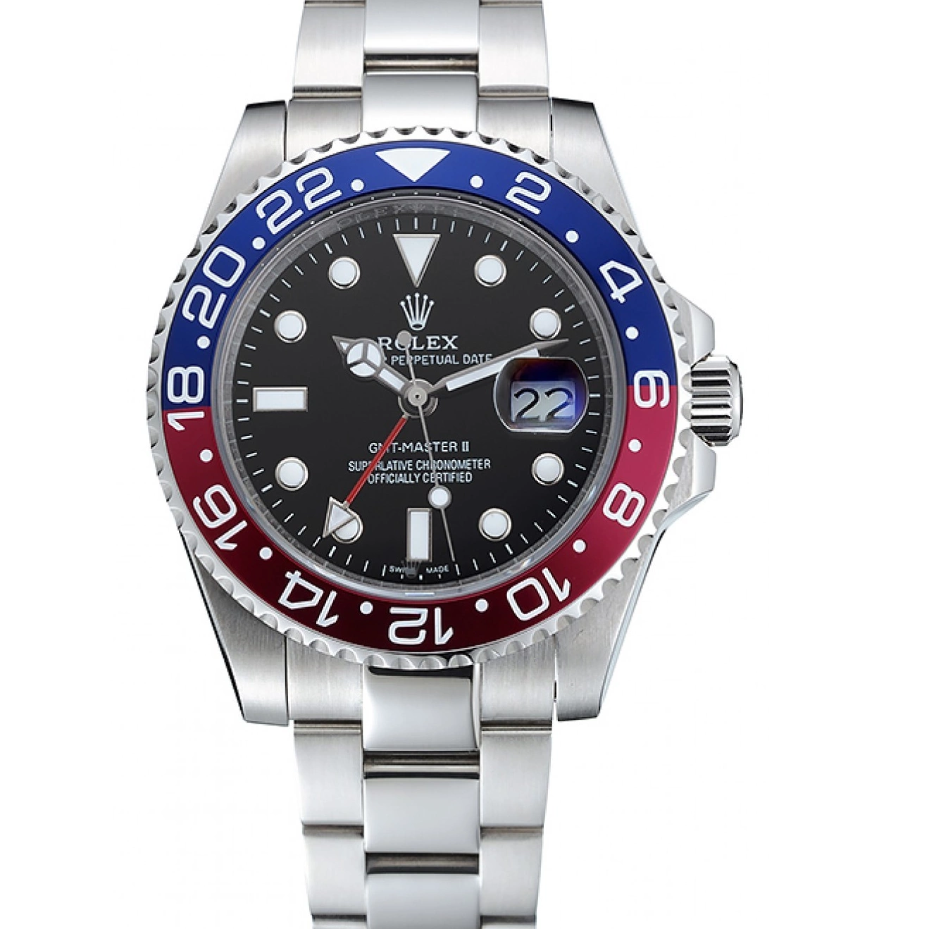 Rolex Dial II Master GMT Blue Bezel Rose Black Watch Red 0728